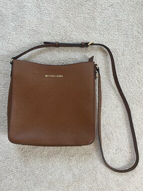 Michael Kors Brown Saffiano Leather Messenger Crossbody
